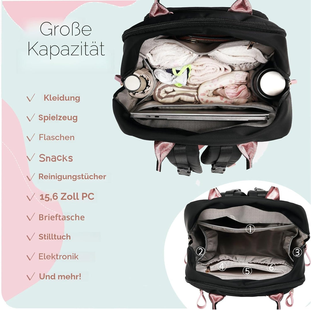 18-Pockets Windel Bag Rucksack mit wasserdichten Taschen und Kinderwagen Schnalle, wandelbare Traget