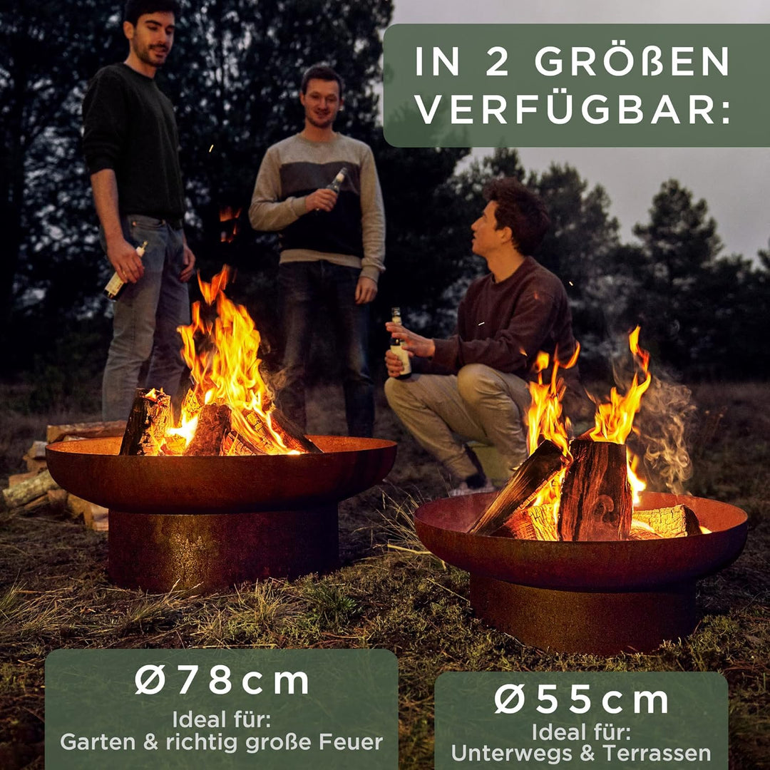 WALDWERK Design Feuerschale - Feuerschalen für den Garten - Feuerstelle aus 2mm dickem Stahl - Feuer