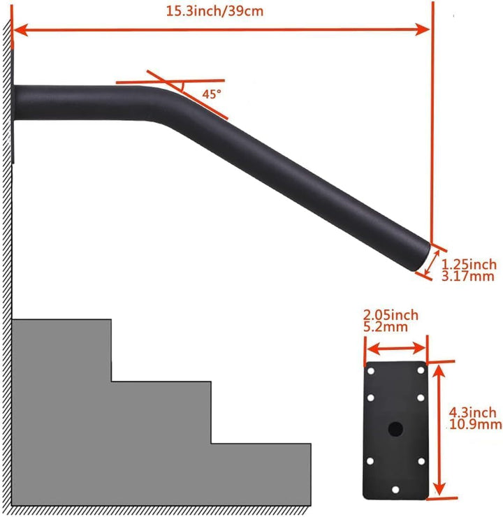 VANROUG 2 Stück Schwarze Übergangshandläufe Handläufe für Outdoor-Stufen, Fit 1 oder 2 Stufen Outdoo