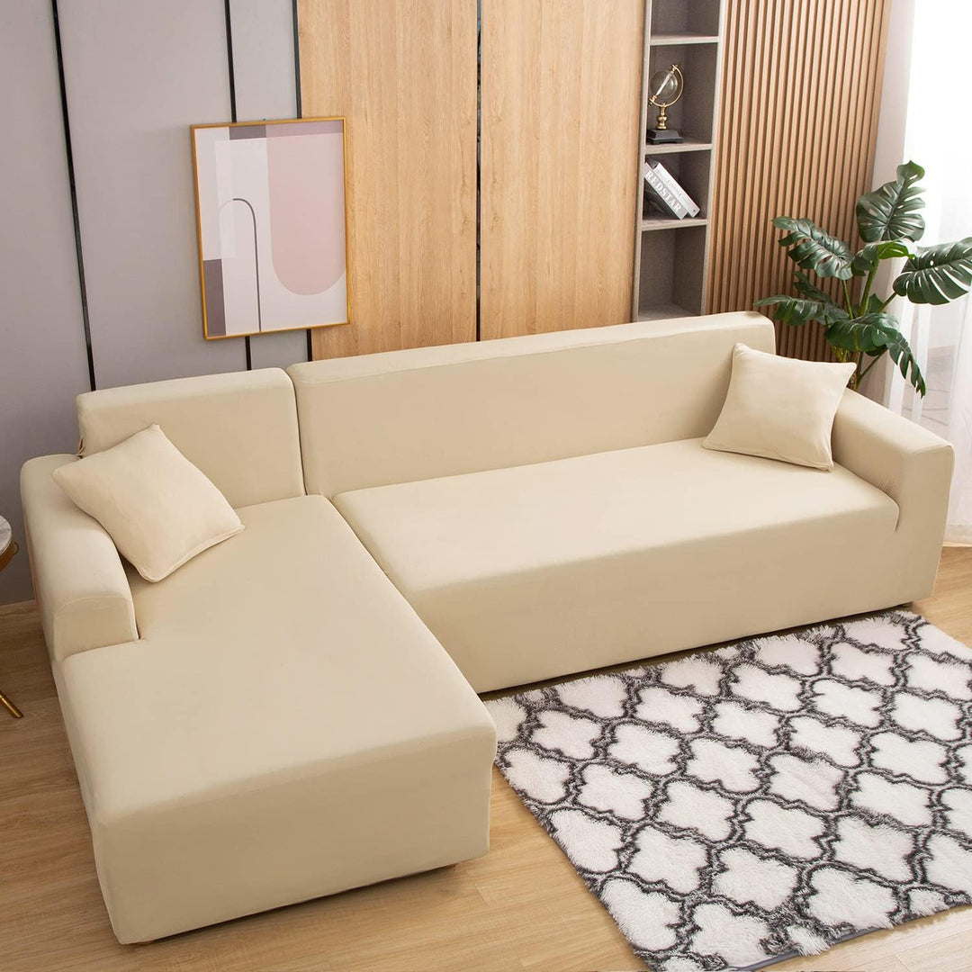 ShowyLive Sofa Überzug Couch Überzug 2er Set für Ecksofa L-Form Sofabezug 3 Sitzer+3 Sitzer, mit 2 S