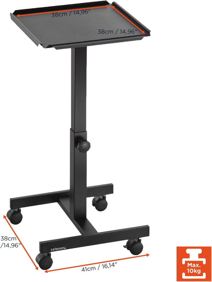 celexon Projektionstisch PT1010B - Projektor-Wagen höhenverstellbar: 60-90cm - schwarz 60 - 90cm Sch
