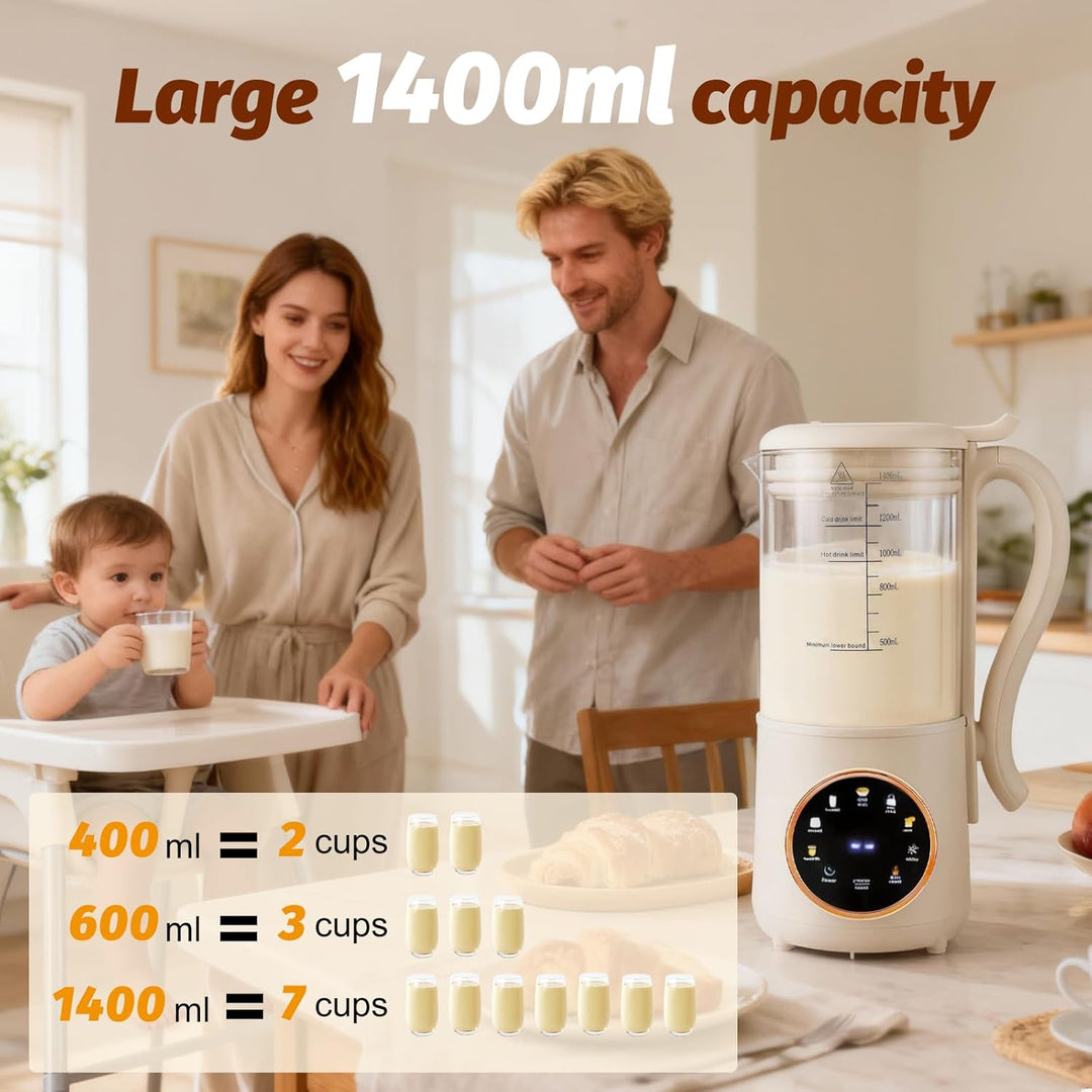 Automatische Nussmilchmaschine,1400ML Multifunktionaler Sojamilch Maschine mit Selbstreinigung und V