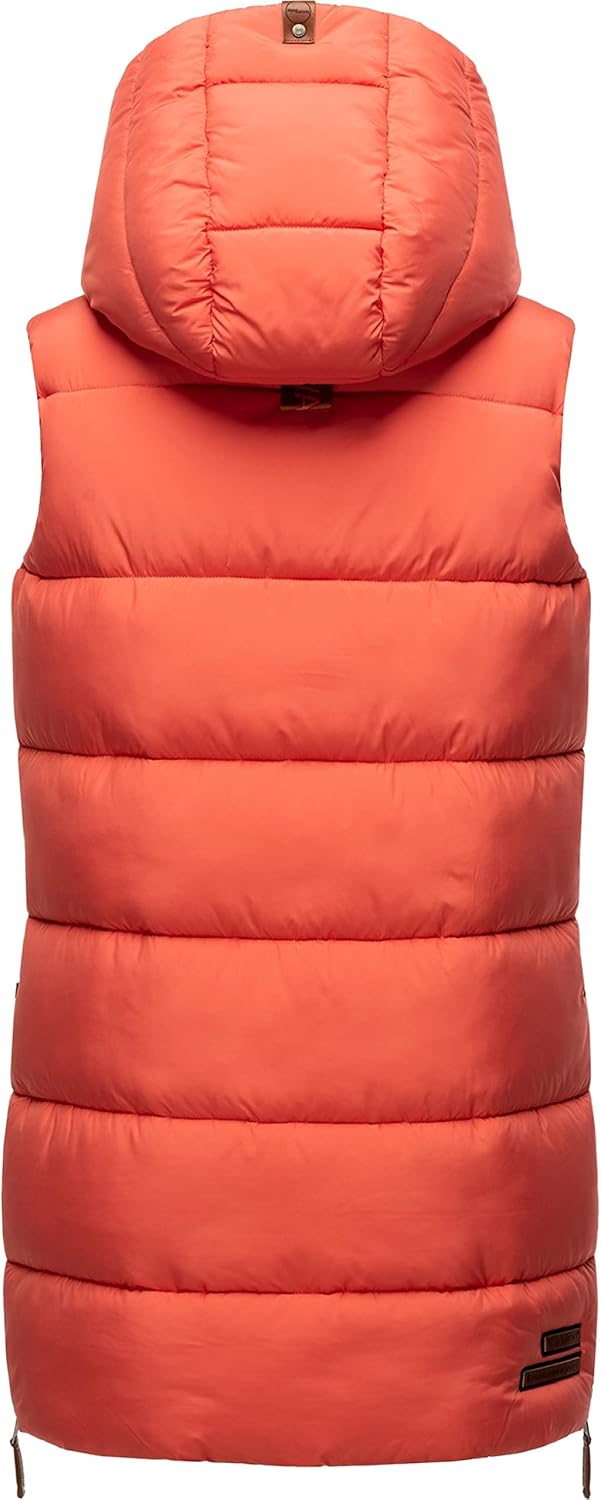 Navahoo warme Damen Winter Steppweste lang mit Kapuze Madilynaa XS-XXL XS Coral, XS Coral