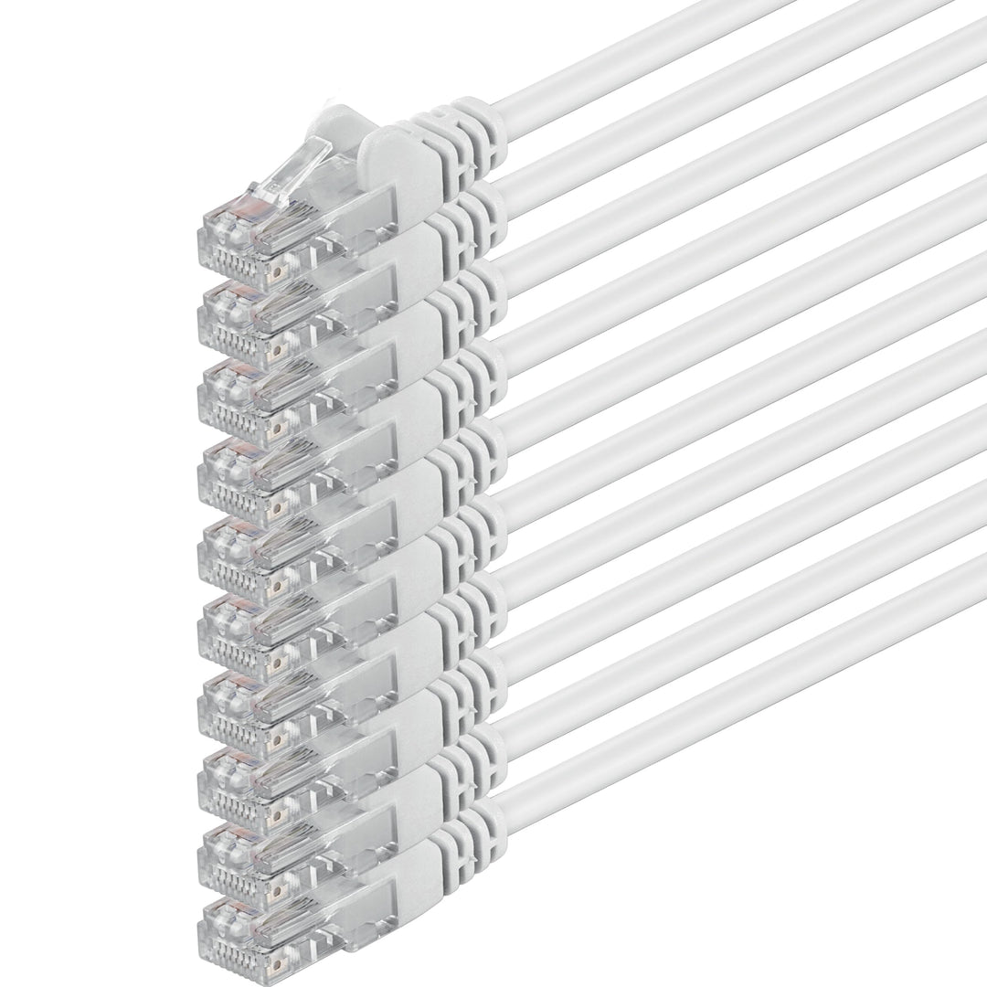 10m - weiss - 10 Stück - (PACK) - CAT.6 CAT6 Ethernet-Lan-Netzwerk-Kabel 1000 Mbit/s Patchkabel 10 m