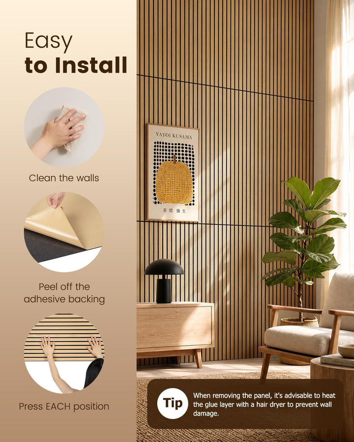 Soundsbay 4 Pack Akustikpaneele Selbstklebend, 120×60×0.9cm (2.88 m²) Akustikplatten Wandpaneele aus