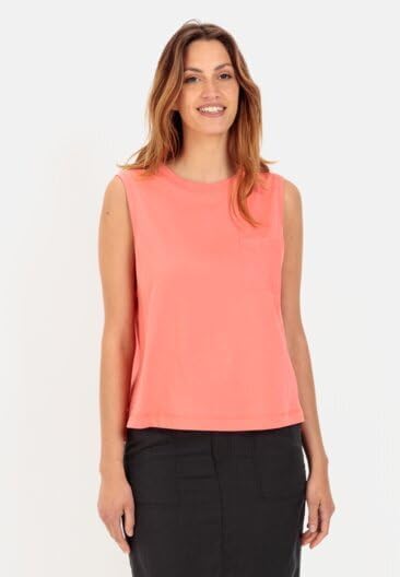 camel active Damen Ärmelloses T-Shirt mit Brusttasche S Rot, S Rot