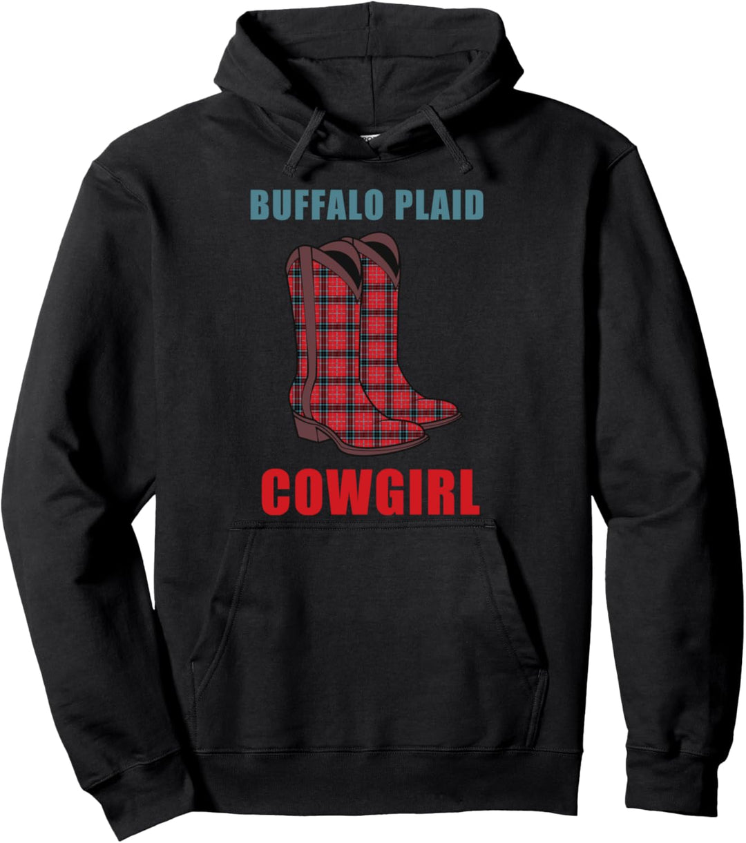 Kariertes Cowgirl Rot Schwarz Stiefel Winter Pride Pullover Hoodie