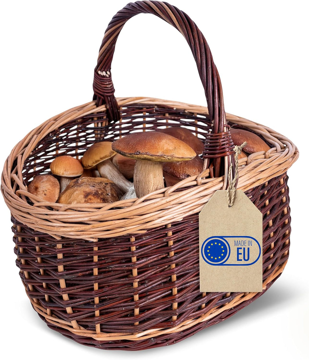 Creative Home Grosser Picknickkorb Weidenkorb mit Henkel Einkaufskorb Zweifarbig | 43 x 33 x 40 cm |