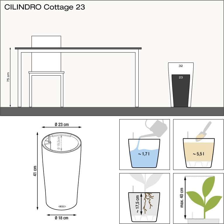 LECHUZA CILINDRO Cottage 23 mokka 15165
