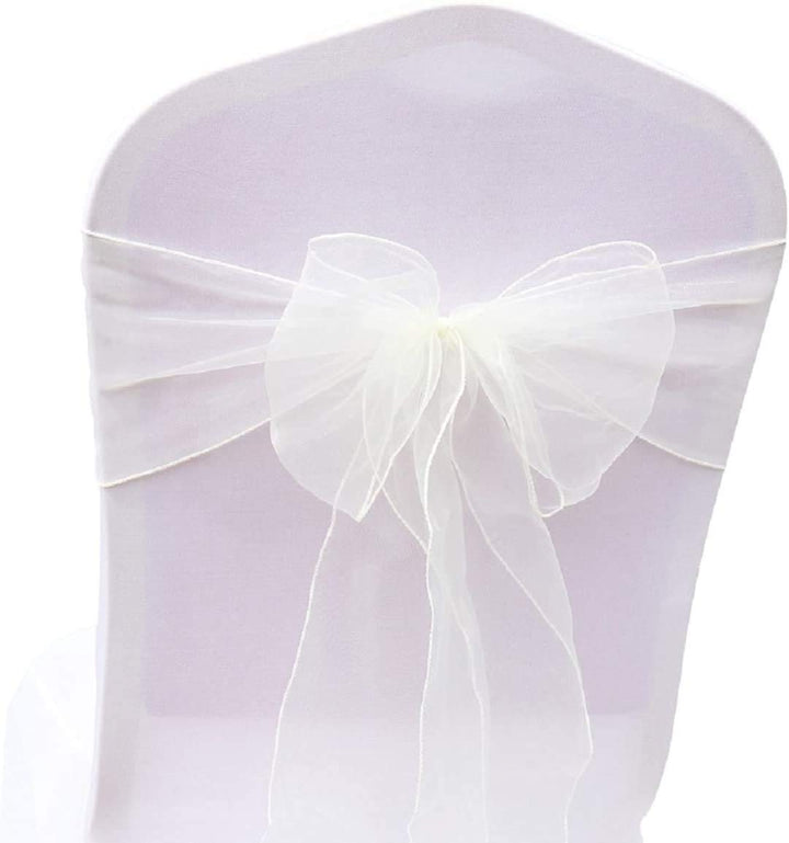 JIUERYY 50 Stück Bänder aus Organza, Stuhlhusse, Schleifen, Hochzeit, Dekoration, Zeremonie, Party,