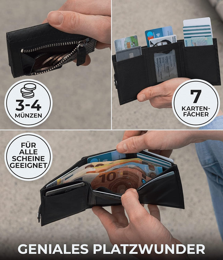 KORUTA® Slim Wallet mit Münzfach &amp; RFID Schutz - Kartenetui - Mini Geldbörse für Herren &amp; Damen - Kr