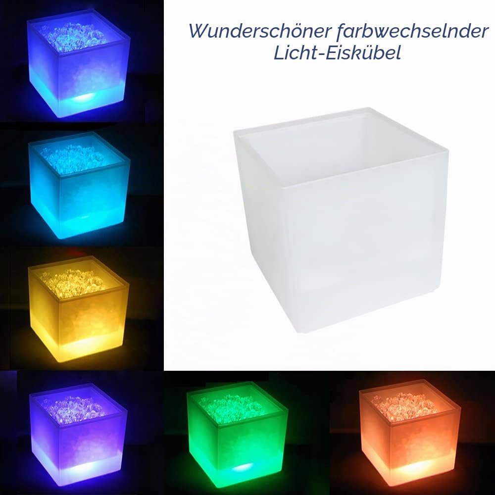 Kavolet LED Ice Bucket 3.5L mit Farbwechsel, Wein- & Sektkühler, wasserdichter Getränkebehälter für