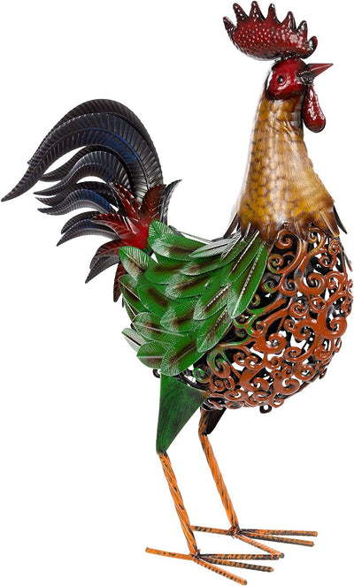 Riesiges dekoratives Metall Figurenpaar Hahn und Henne Set NA681 + 682 Hahn 55cm Huhn52 cm Hand bema