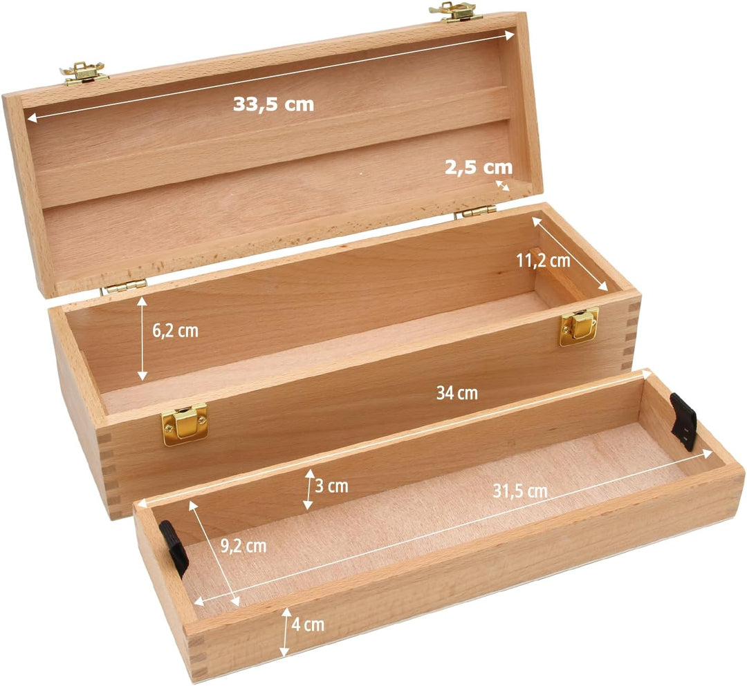 PAINTERSISTERS® Utensilienkoffer PAULI, 36x13 x11 cm Box aus nachhaltigem Buchenholz, Malkoffer, Org
