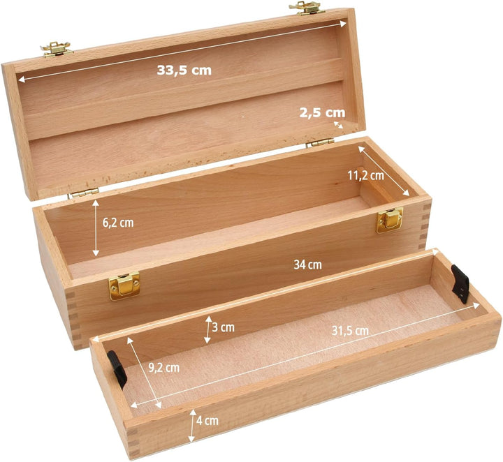 PAINTERSISTERS® Utensilienkoffer PAULI, 36x13 x11 cm Box aus nachhaltigem Buchenholz, Malkoffer, Org