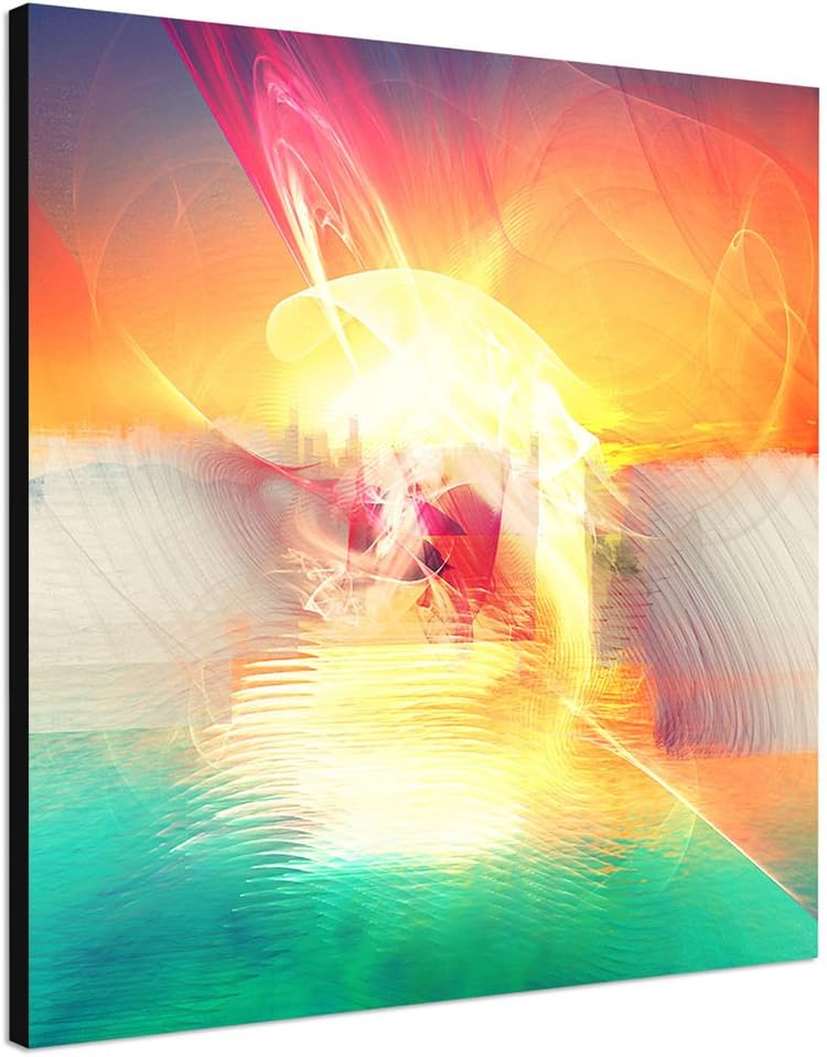 Paul Sinus Art Wandbild Pastell Abstrakt312_60x60cm Bild auf Leinwand Bunte fröhlich Abstraktes Moti