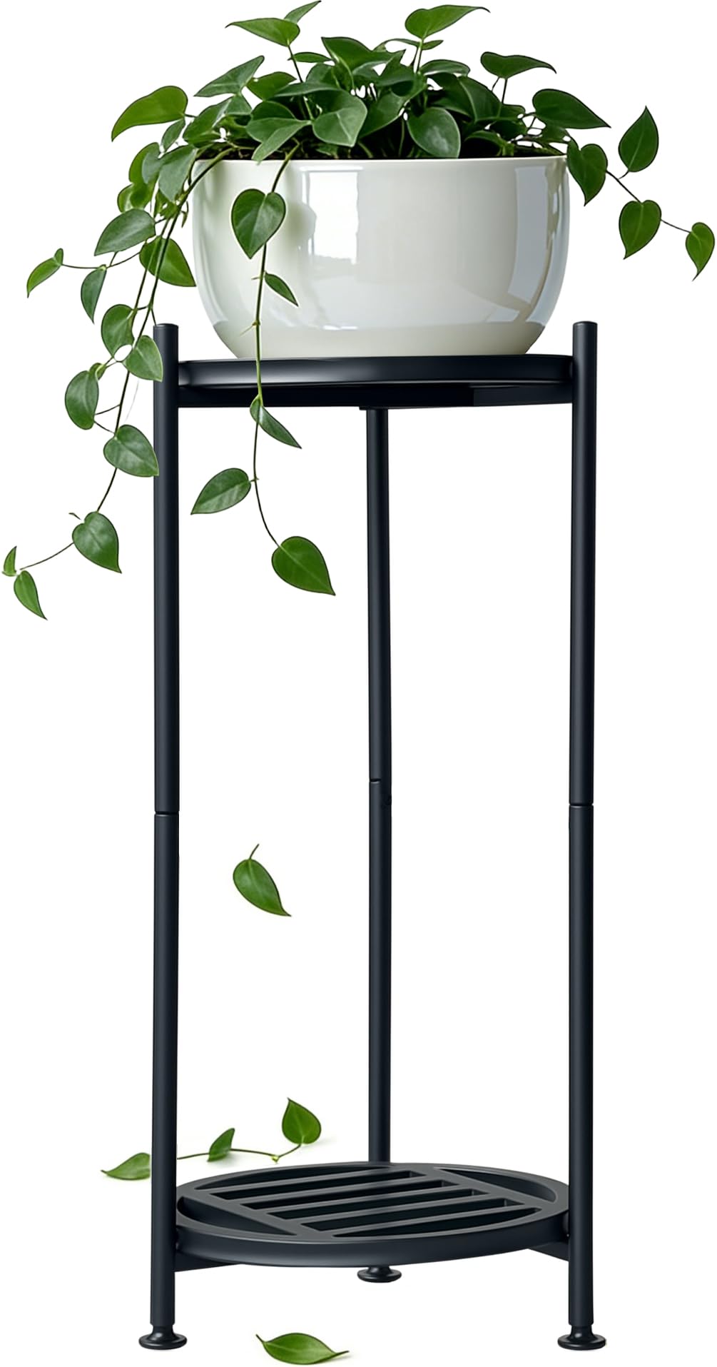 Pflanzenständer Indoor Outdoor,2 Etagen rund Metall Blumenständer,75 cm hoch rostfest Blumenhocker,s