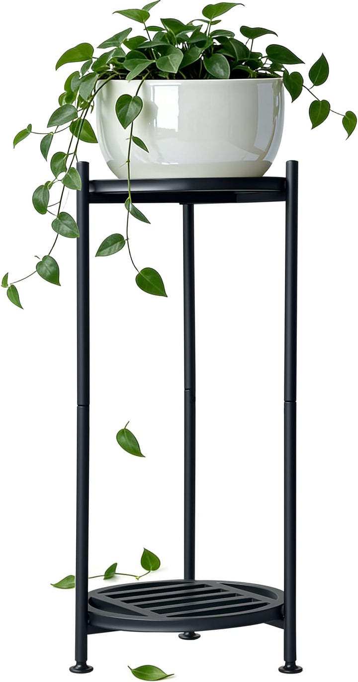 Pflanzenständer Indoor Outdoor,2 Etagen rund Metall Blumenständer,75 cm hoch rostfest Blumenhocker,s