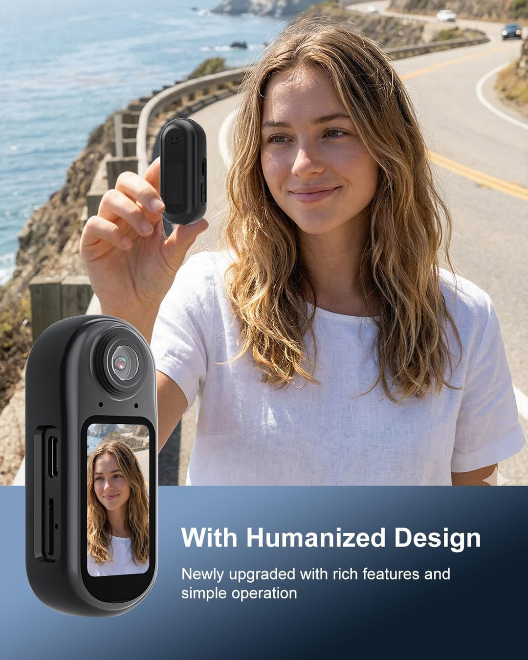 Mini Action Kamera 4K WiFi -128GB tragbare Körperkamera, magnetisches Umhängeband, Daumengrösse, fre