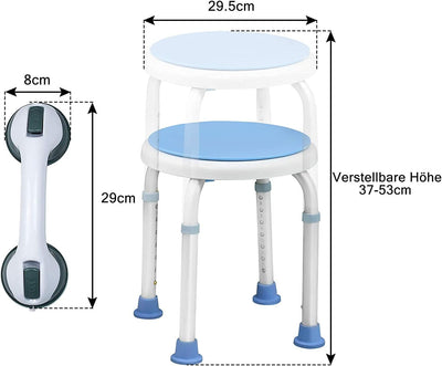 YRHome Badhocker Duschstuhl 360°Drehbarer Duschhocker Höhenverstellbar Duschhilfe Anti-Rutsch Badsit