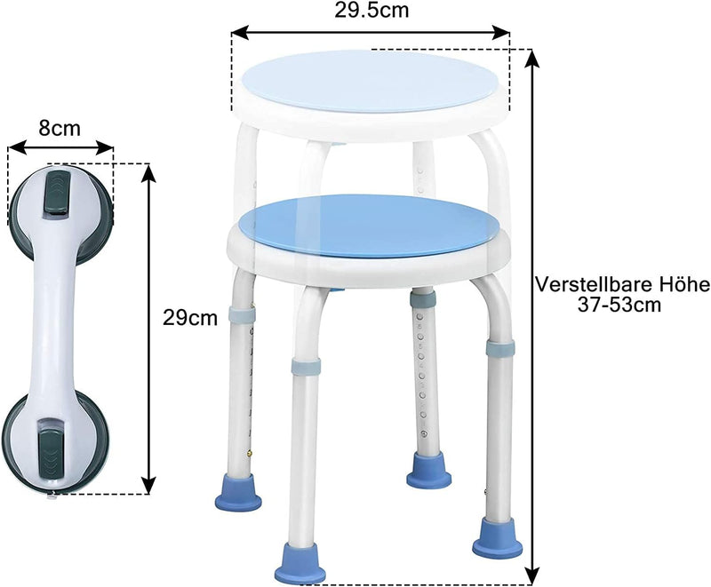 YRHome Badhocker Duschstuhl 360°Drehbarer Duschhocker Höhenverstellbar Duschhilfe Anti-Rutsch Badsit