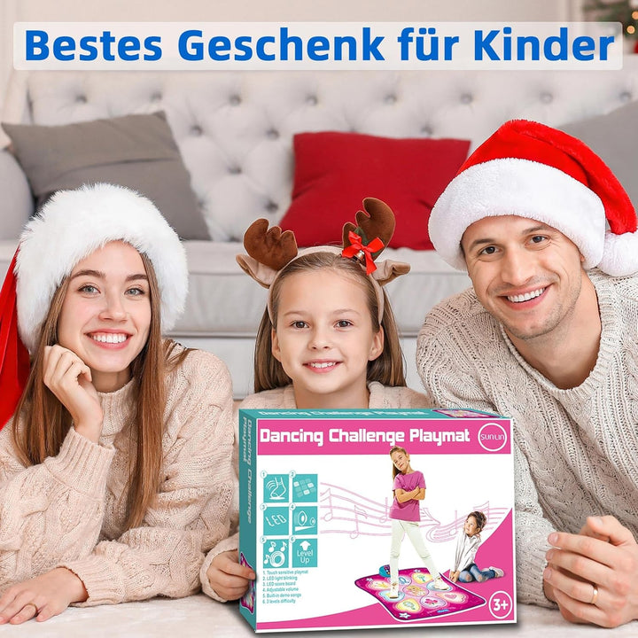 SUNLIN Tanzmatte - Tanzspielzeug Geschenk für Kinder Mädchen - Tanzmatte mit LED-Leuchten, einstellb