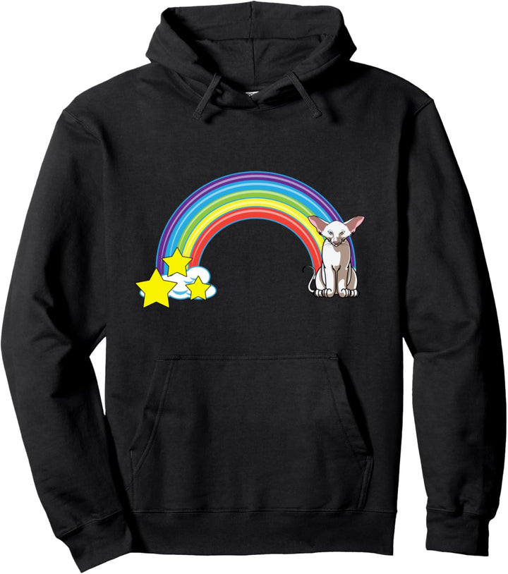Regenbogen Orientalisch Kurzhaar Katze Retro-Stil lustige Ka Pullover Hoodie