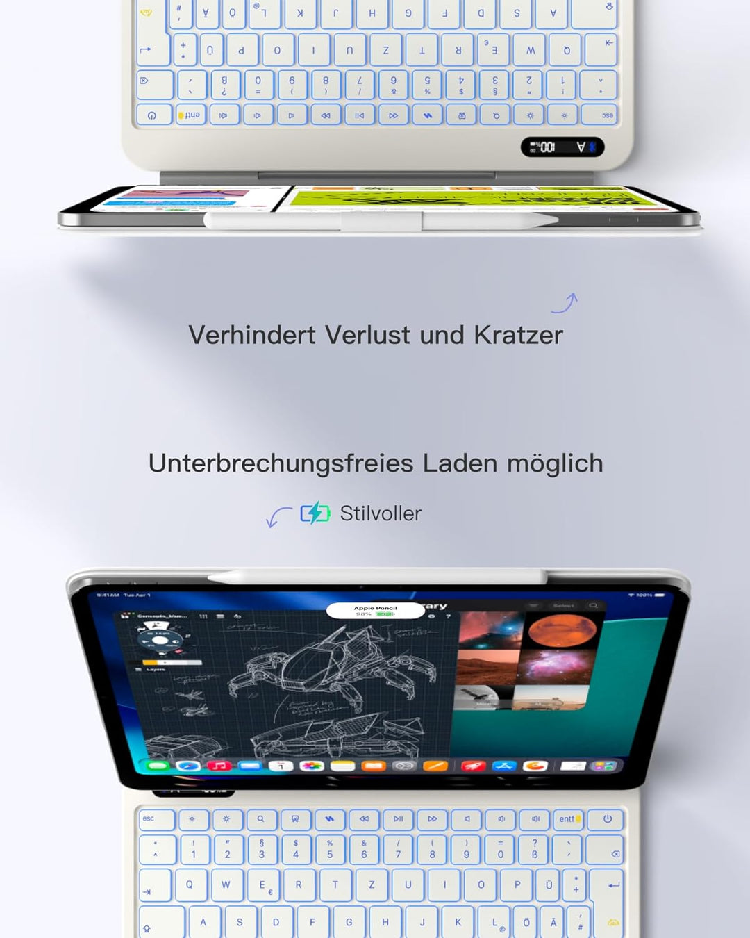 Inateck NeoMagic Magnetische Tastatur Hülle für Air 11" M4/M3/M2 (2026/2025/2024),Air 5/4,Pro 11 4/3