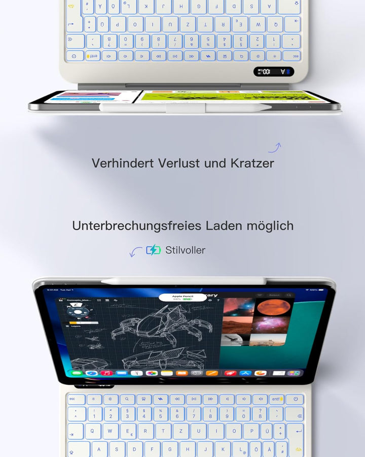 Inateck NeoMagic Magnetische Tastatur Hülle für Air 11" M4/M3/M2 (2026/2025/2024),Air 5/4,Pro 11 4/3