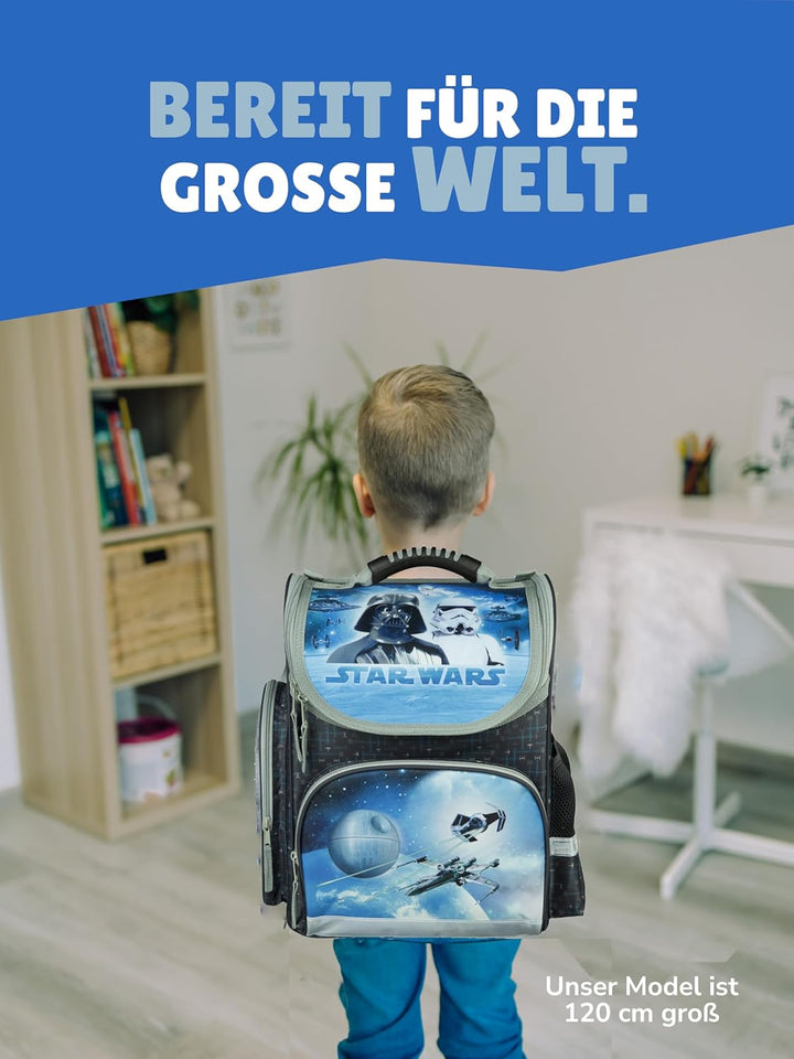 Familando - Schulranzen Set CLOU - 5-teilig mit Federmappe - Star Wars Classic - Ergonomisch, stabil