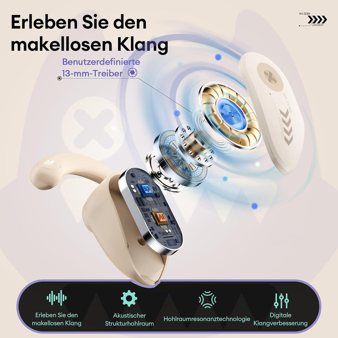 ZOMBIES CAT Open Ear Kopfhörer, Kopfhörer Kabellos Bluetooth 5.3 kopfhörer mit Mikrofon für klare An