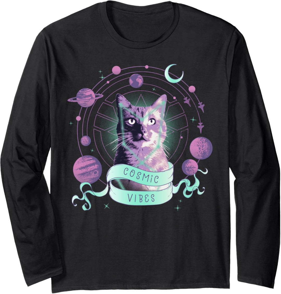 Captain Marvel Goose The Cat Cosmic Vibes Langarmshirt