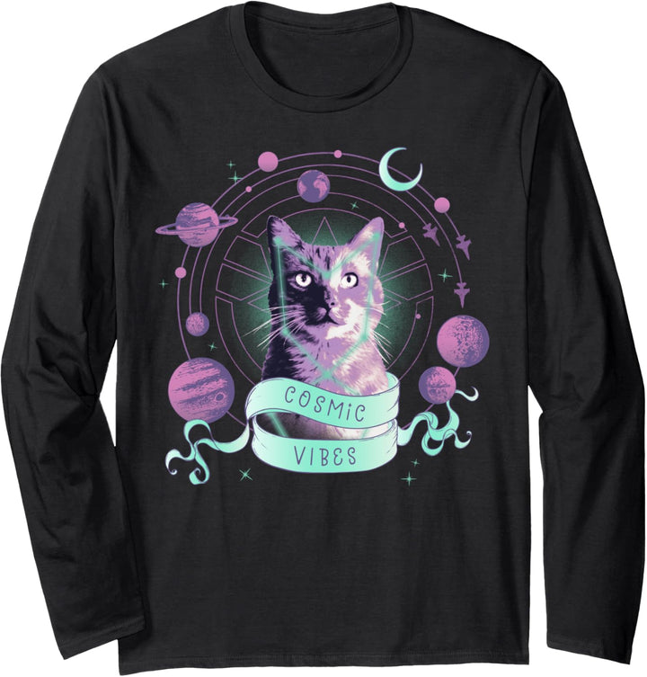 Captain Marvel Goose The Cat Cosmic Vibes Langarmshirt