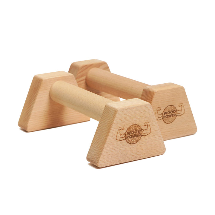 woodpower PowerBars Holz-Parallettes gelenkschonende Liegestützgriffe, Handstand-Barren & Minibarren
