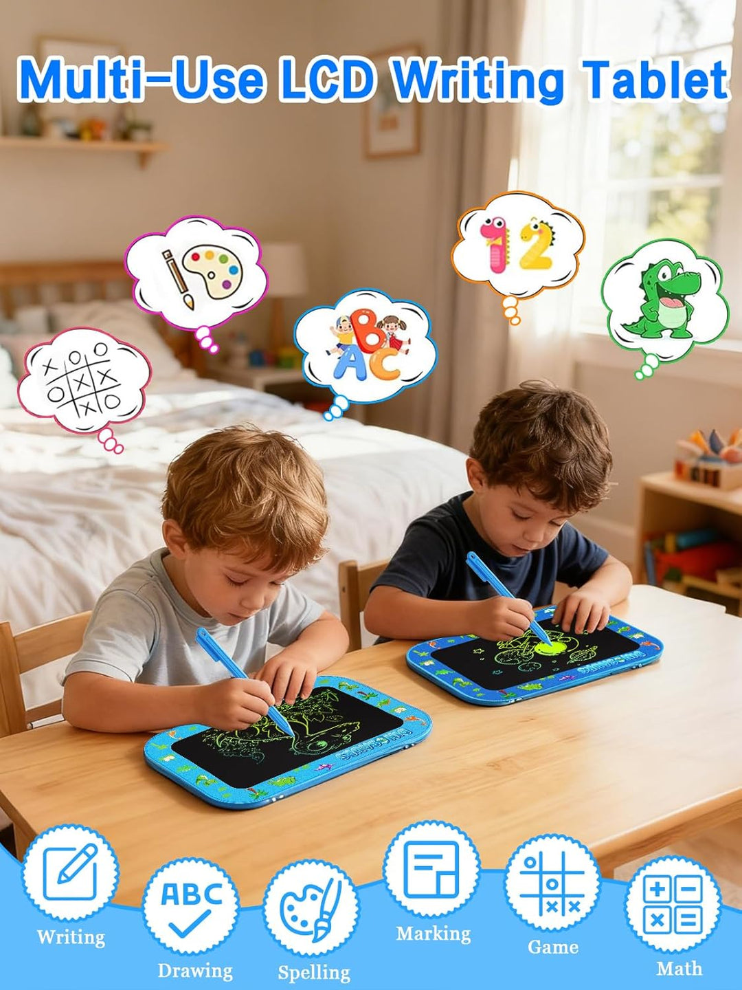 2er-Pack 10 Zoll LCD-Schreibtafel für Kinder (Gesamt m. Rahmen, Zeichfl. ca. 8 Zoll), farbenfrohes D