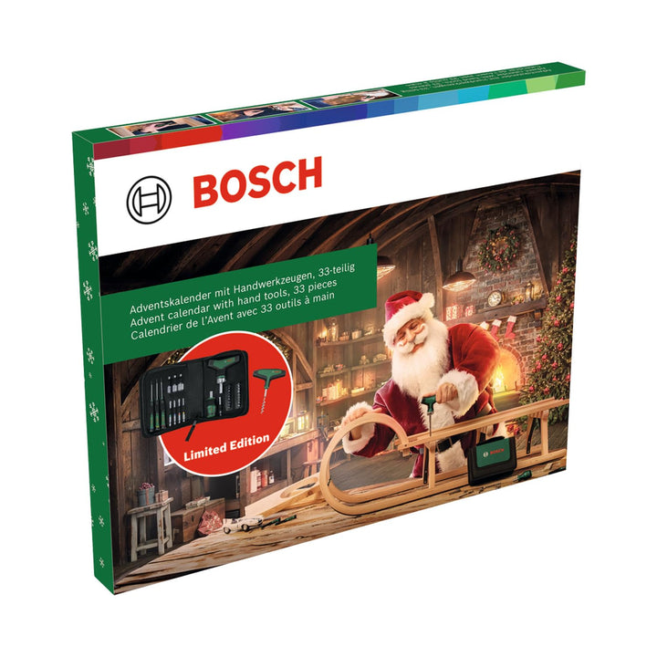 Bosch Handwerkzeug-Adventskalender 2024, 33-teilig (Werkzeug-Set mit Bit-Ratschenschraubendreher T-G