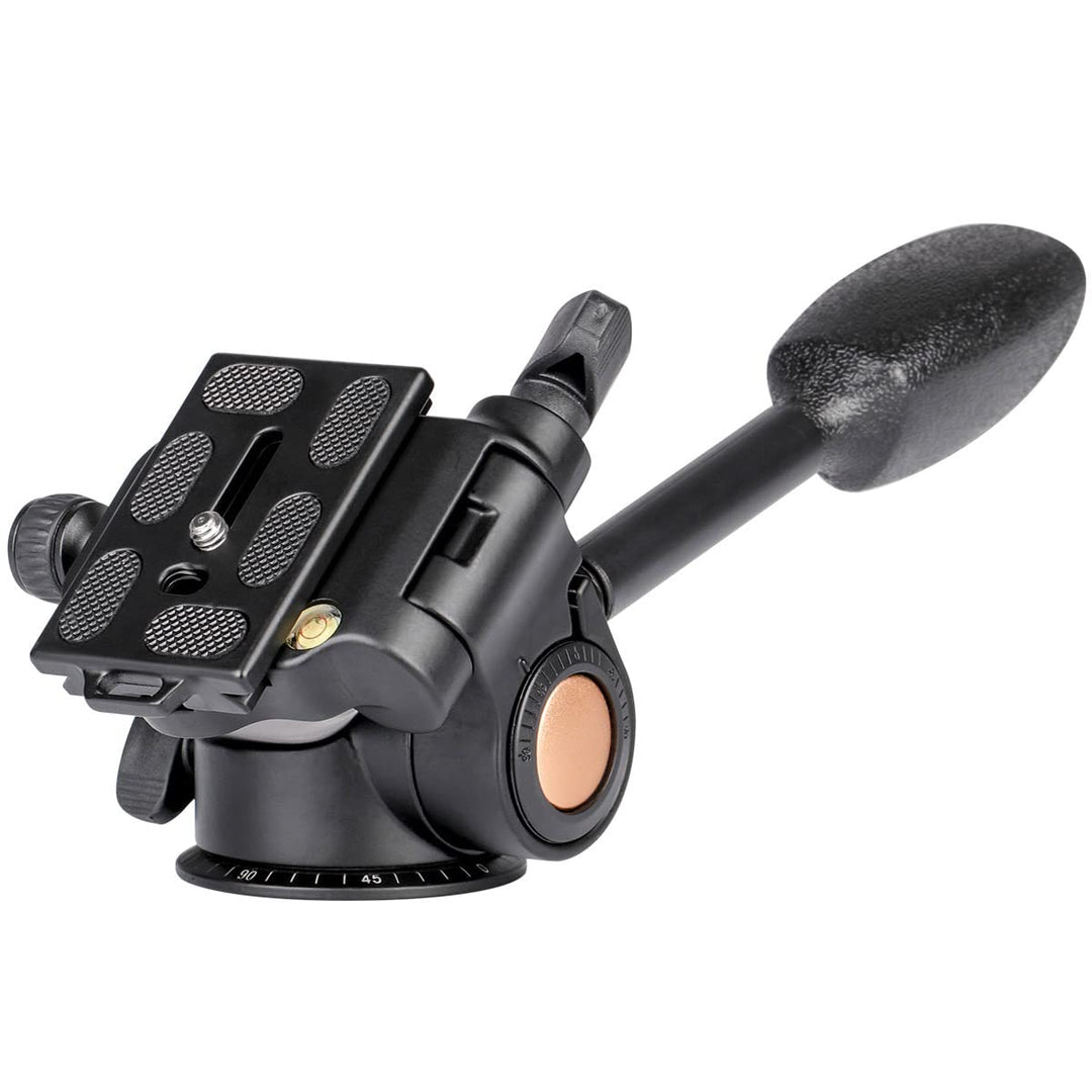 Koolehaoda Q08 Stativkopf, Fluidkopf aus Aluminiumlegierung, Stativ mit 1/4" QR-Platine, Slider, Dig