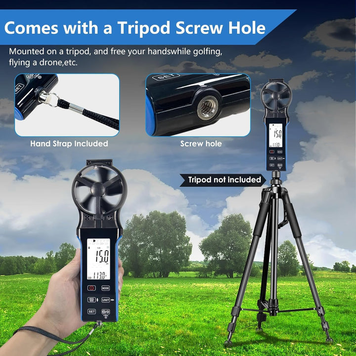 Digital Anemometer CFM/CMM/CMS Luftstrom-Geschwindigkeitsmesser mit LCD Hintergrundbeleuchtetem, Win