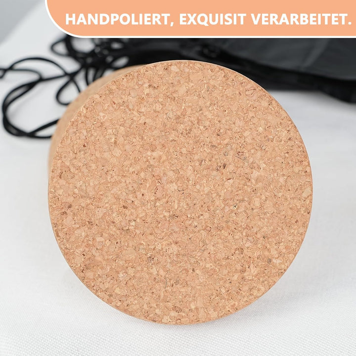 Healfith Balance Board Halbkugel aus Massivem Kork, Hochwertige Fitness Halbkugel aus Kork für Balan