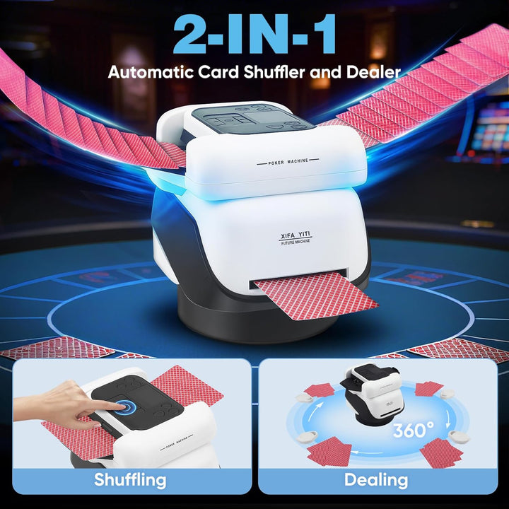 Automatische Kartenmischer und Kartensender 2 in 1, Kartenmischmaschine Kartenmischgerät mit 4 Fernb