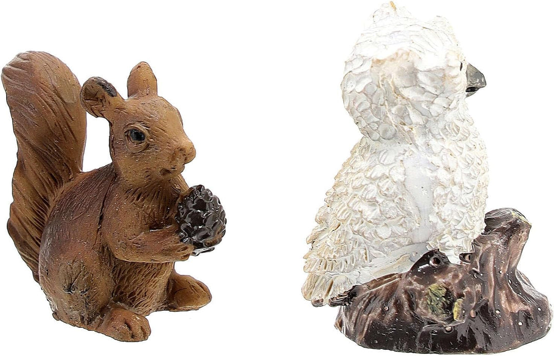 Tier-Set Eule Eichhörnchen Hase für Krippe, 12 cm