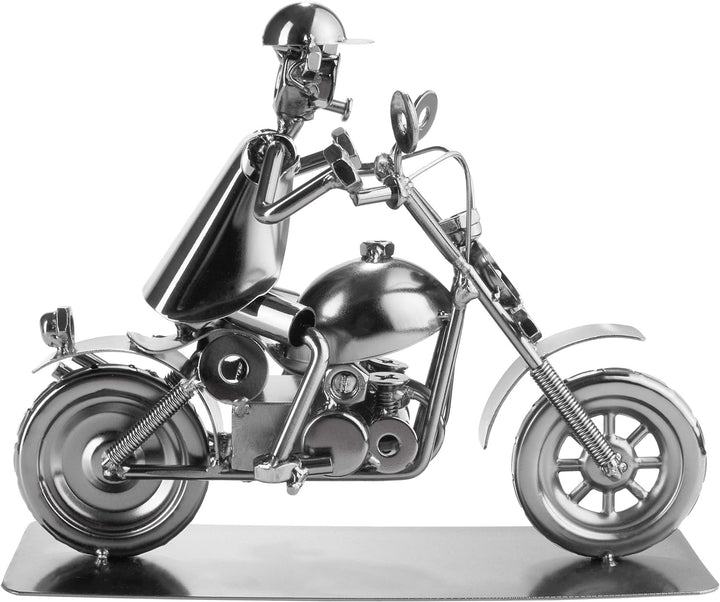 BRUBAKER Schraubenmännchen Motorradfahrer - Handarbeit Eisenfigur Metallmännchen - Metallfigur Gesch