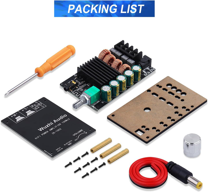 HiFi-Verstärker mit Bluetooth 5.0-Audioverstärkungskarte, ZK-1002 2.0-Kanal 100W x 2 Mini-Stereo-Lei