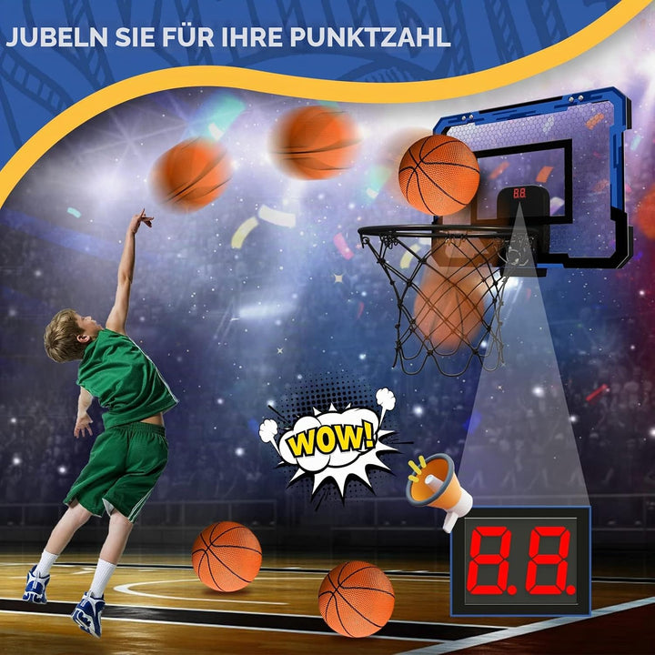 QDRAGON Mini Basketball Hoop for Door, Indoor Basketball Hoop for Bedroom, with 3 Balls/Inflator/Bre