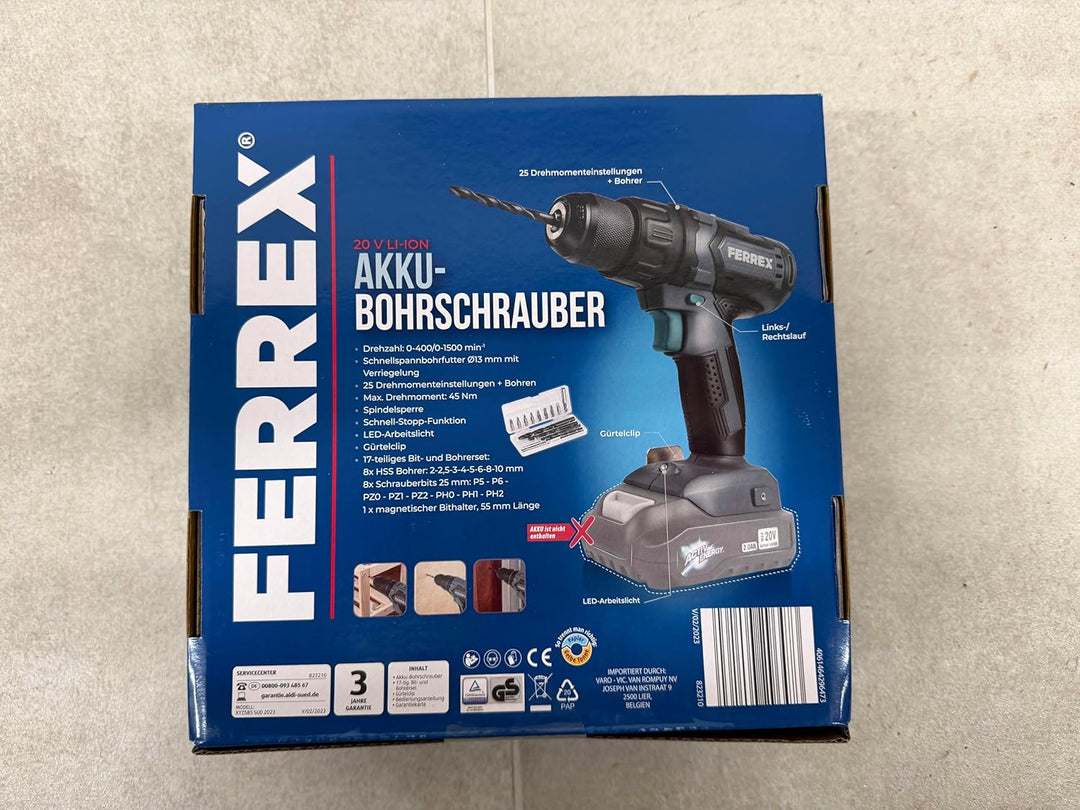 FERREX Akku-Bohrmaschine 20-V-Starter-Pack (ohne AKKU)