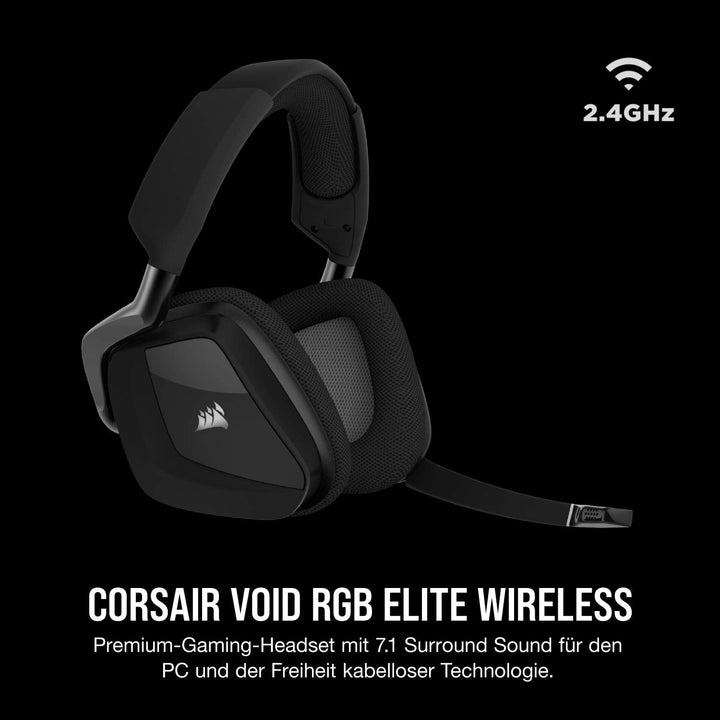 Corsair Void Elite RGB Wireless Gaming Headset (7.1 Surround Sound, Ultraniedrige Latenz, 12 Meter R
