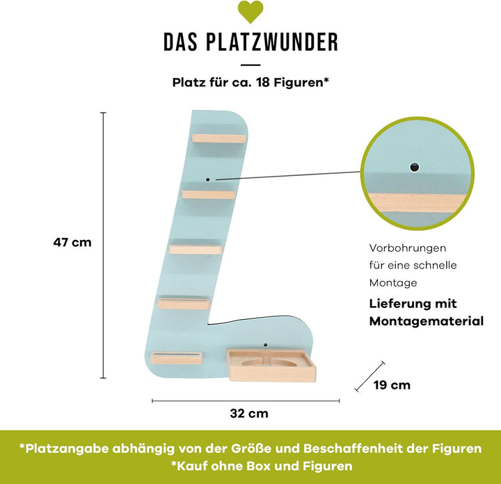 BOARTI das Original Kinder Regal Buchstabe „L“, small in Lindgrün - geeignet für die Toniebox und ca
