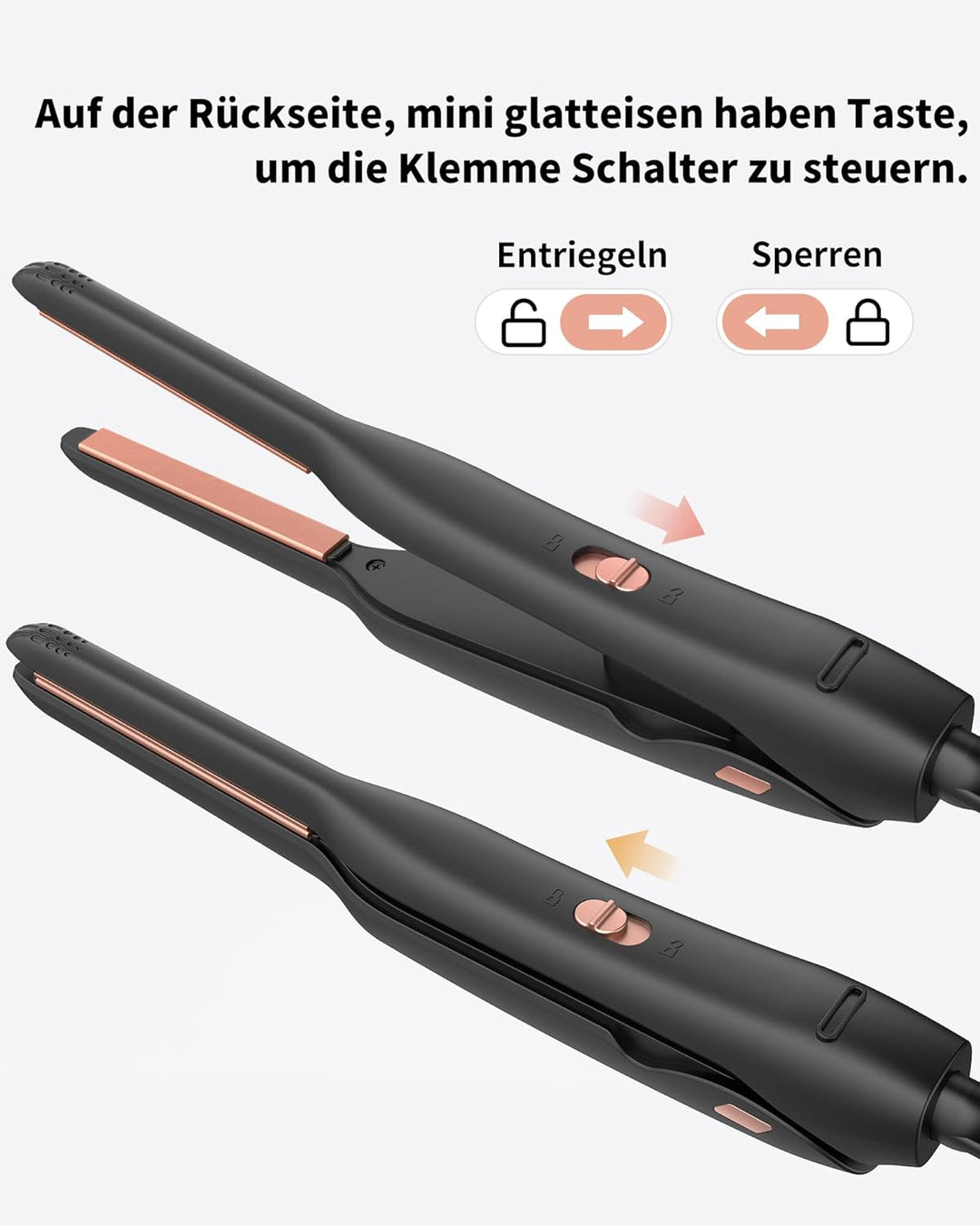 DSHOW Glätteisen für kurze haare, Haarglätter, Kleiner Haarglätter 2 in 1, Bart und pony, Glätteisen