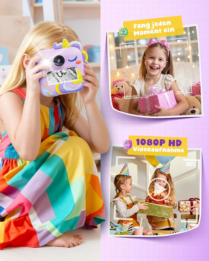 KOKODI Kinderkamera Sofortbildkamera 3-12 Jungen Mädchen | 1080P Videoaufnahme, 8GB Karte, MP3 Unter