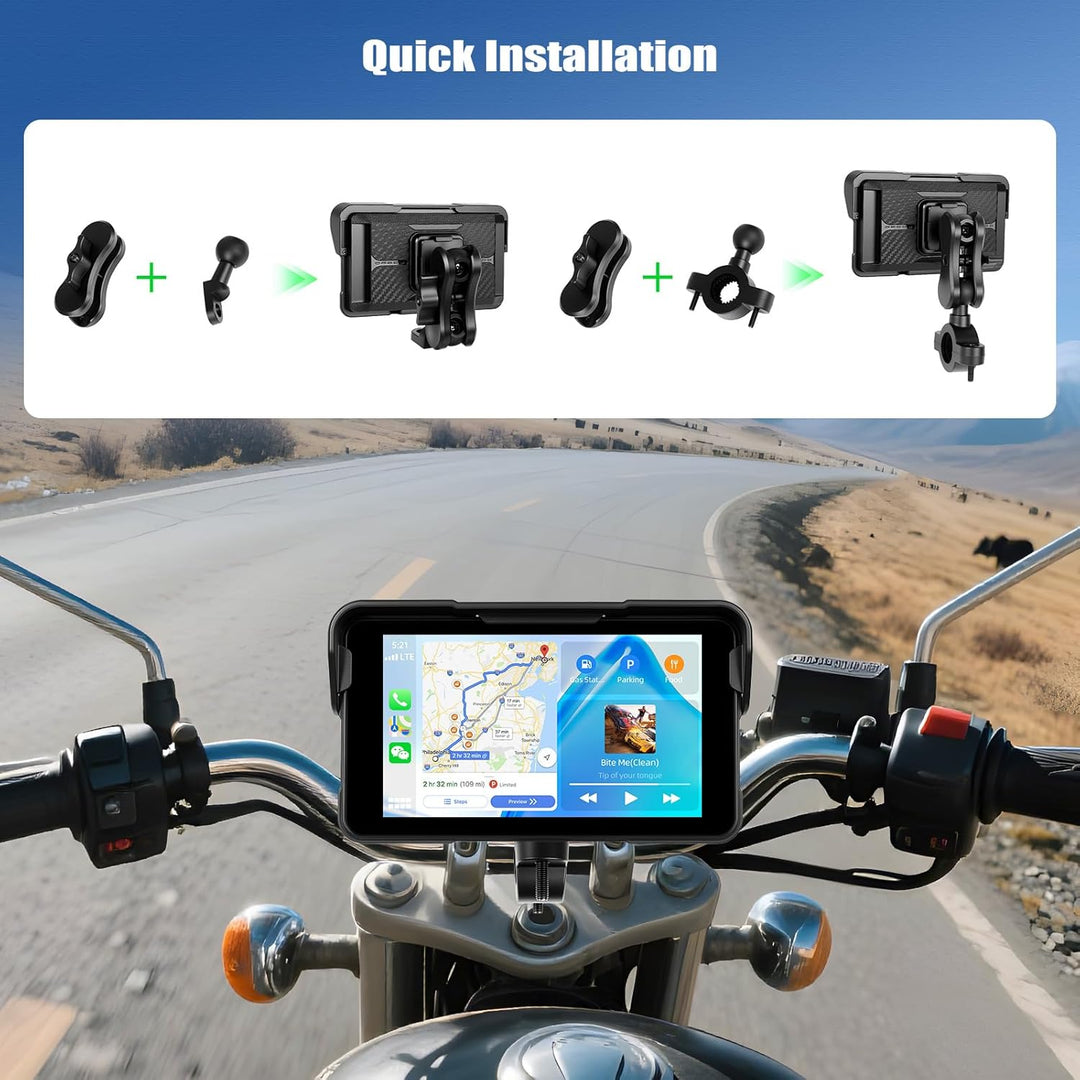 SIXWIN Motorrad Carplay Display für Moto mit Wireless Carplay Android Auto, 5 Zoll HD Touchscreen Bi